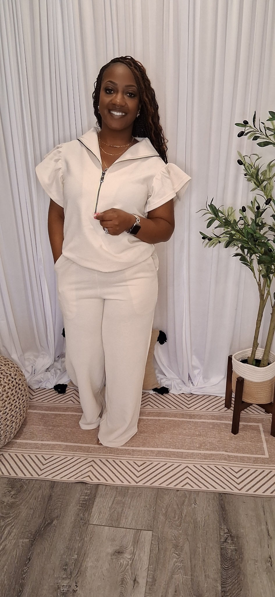 Ruffled Sleeve Pants Set