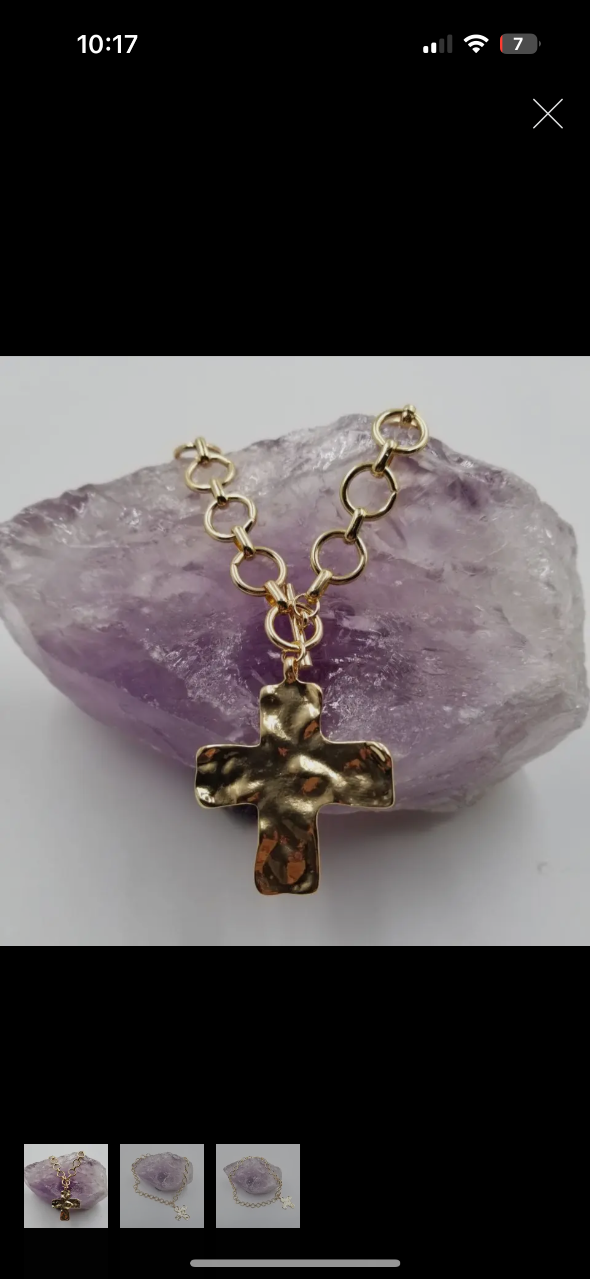 Hammered Gold Cross Necklace