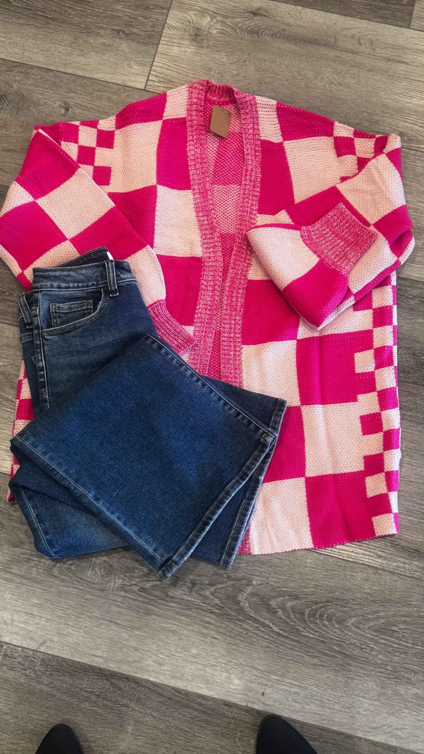 Checkered Printed Cardigan