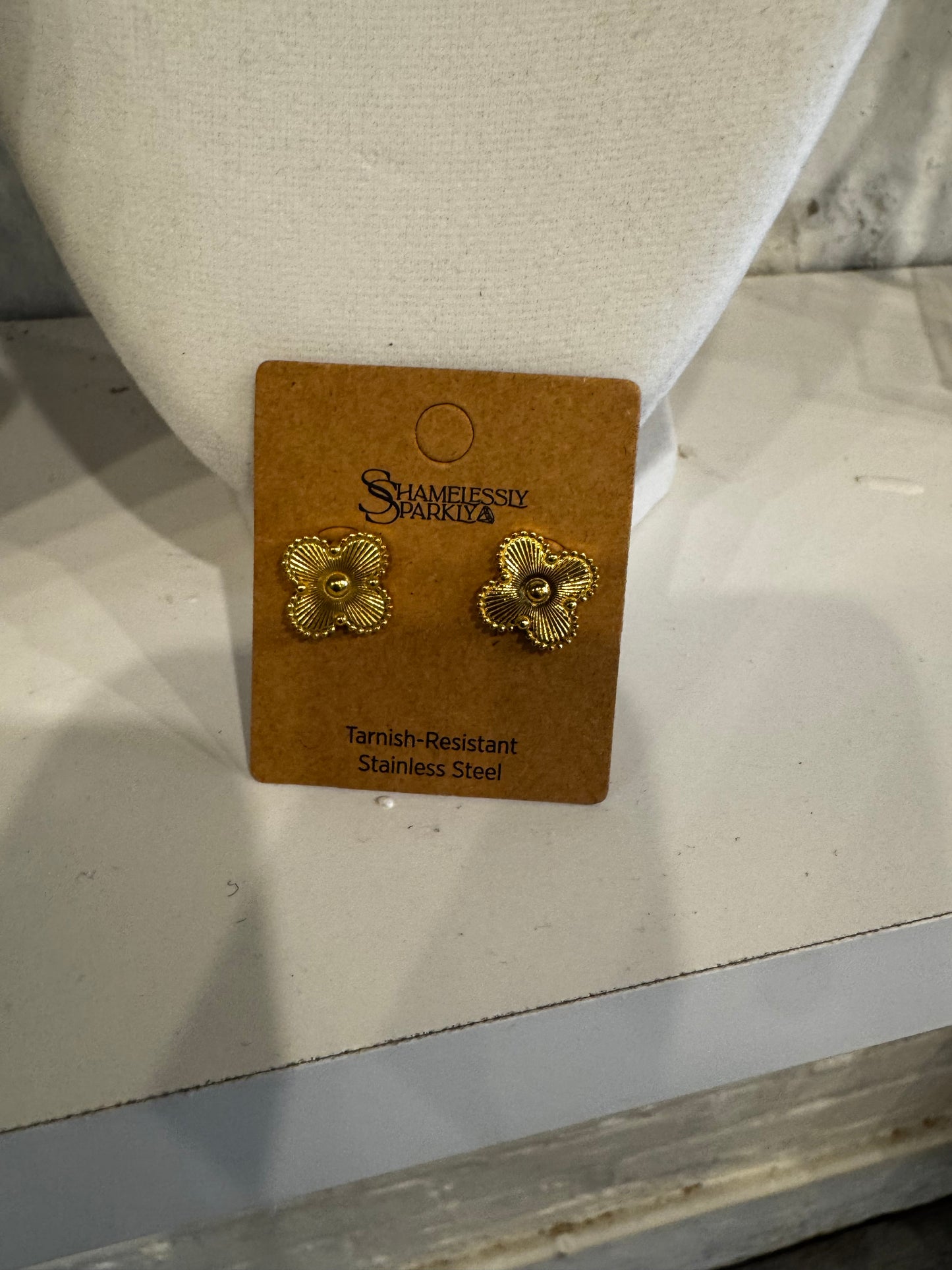 18k Waterproof Stainless Steel Clover Studs