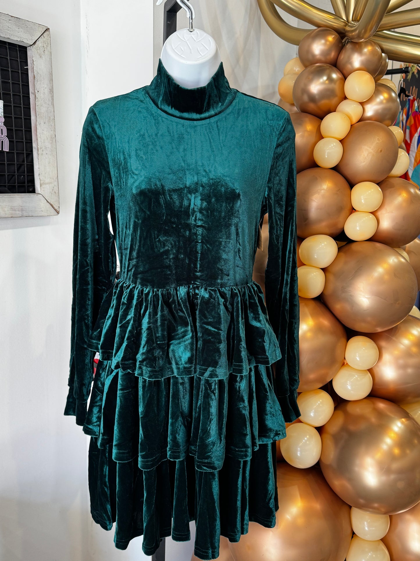 Velvet High Neck Dress