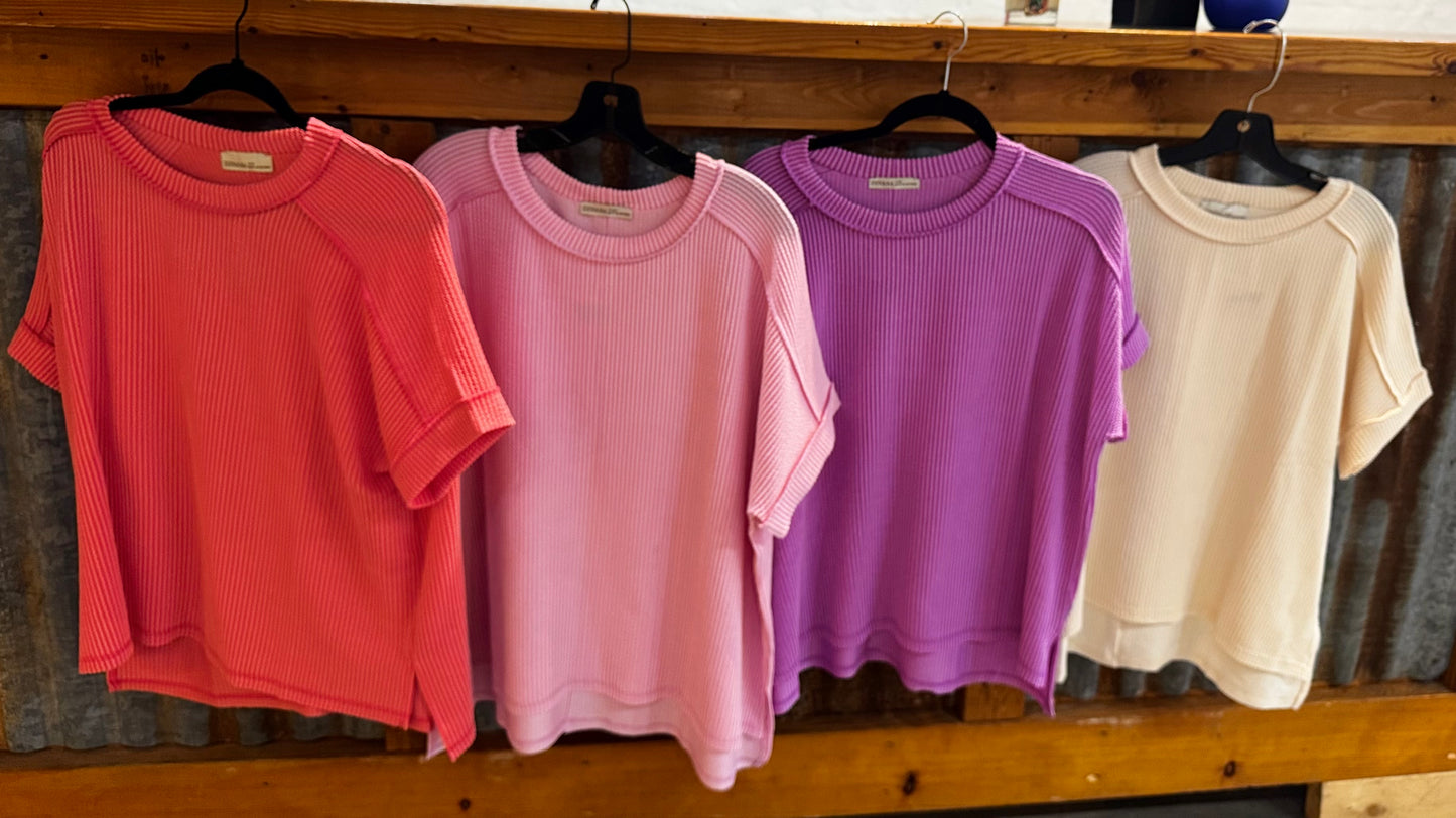 Corded Rib Cuffed Top