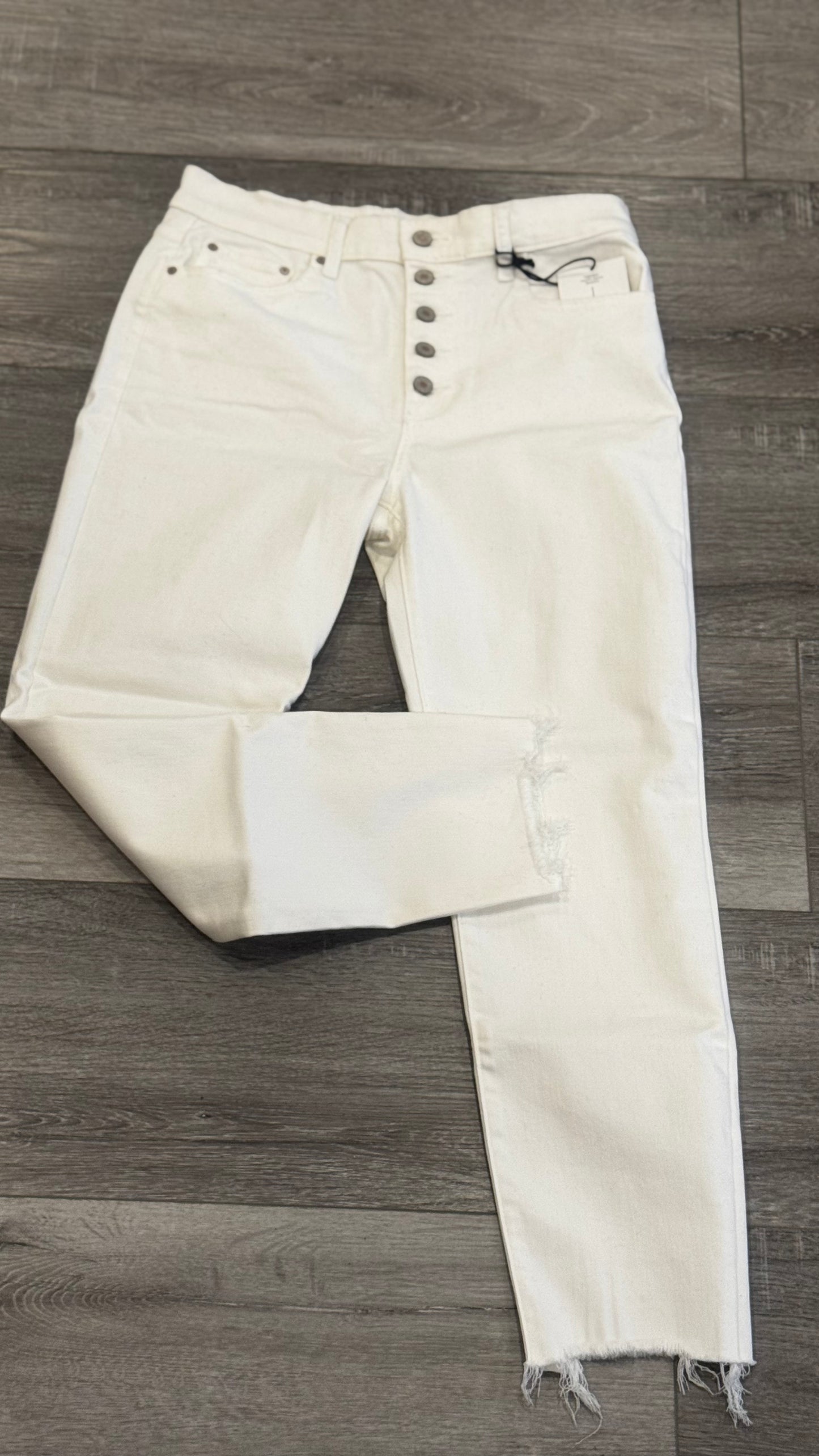 White Raw Hem Skinnies