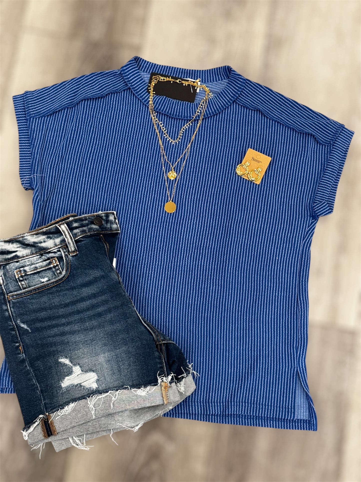 Crinkle Rib Textured Knit Top