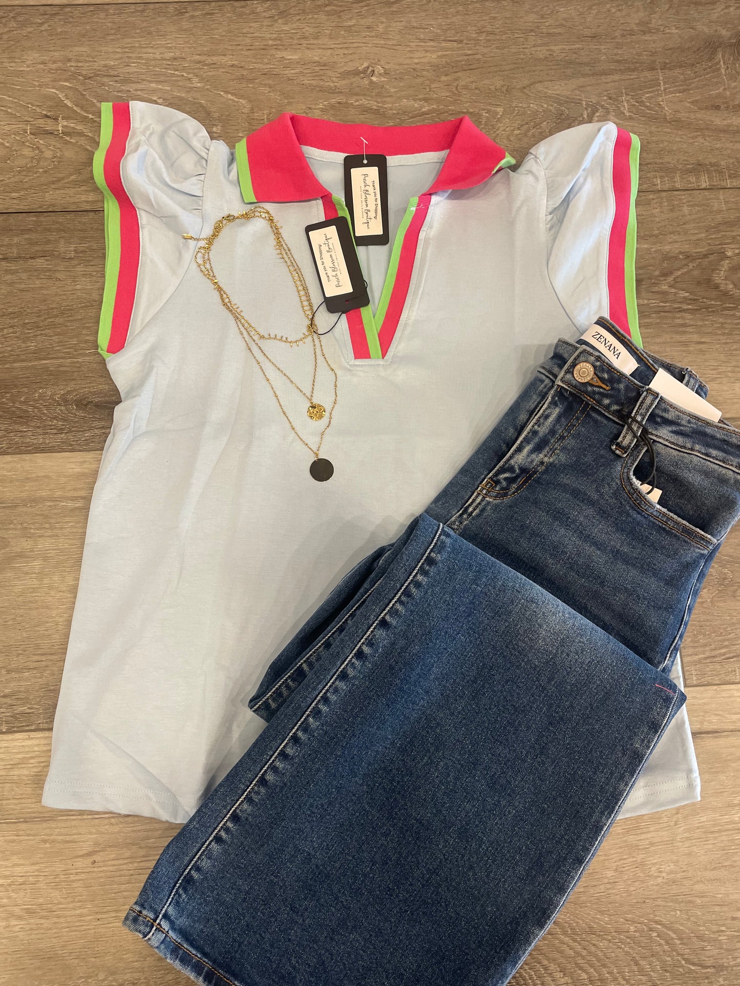 Collared V Neck Blouse