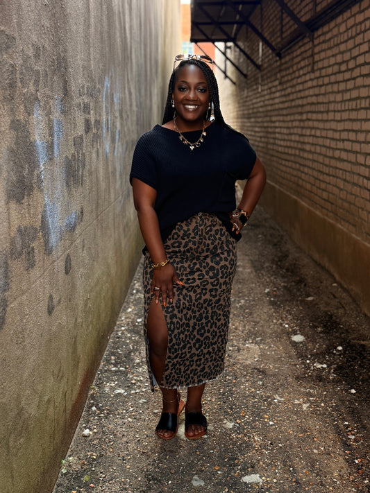 Leopard Split Skirt
