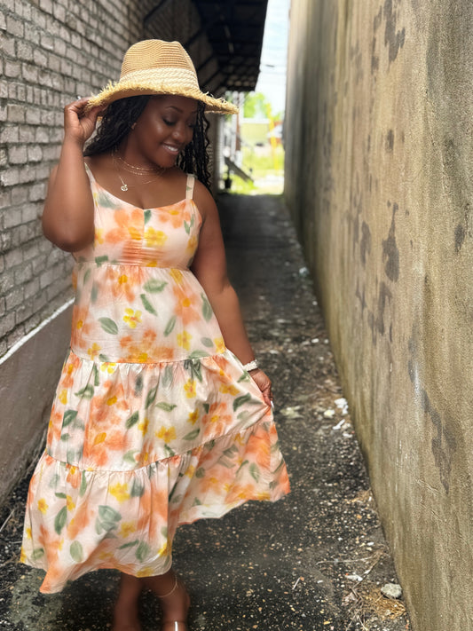 Tiered Sleeveless Floral Dress