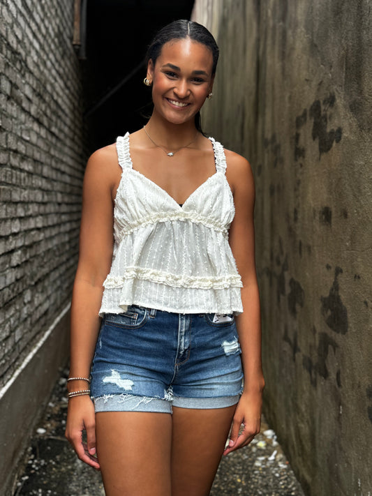 Ruffled Tiered Crop Top