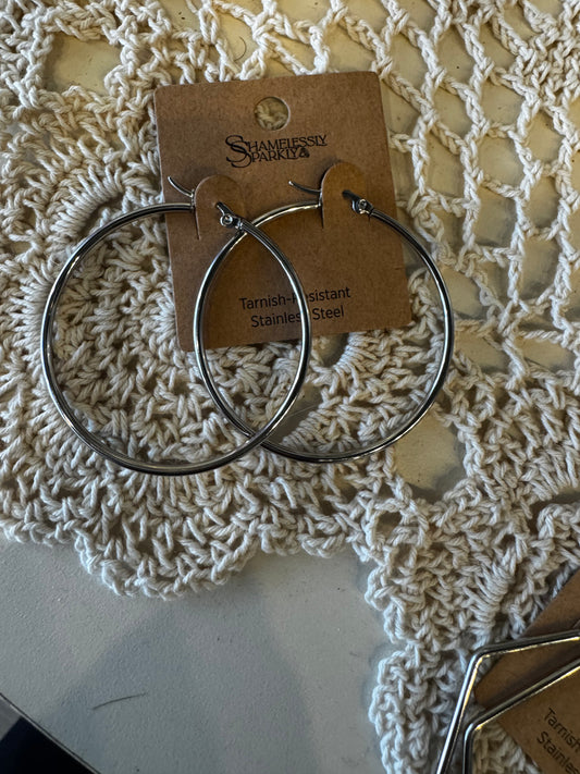 Silver Circle Hoops